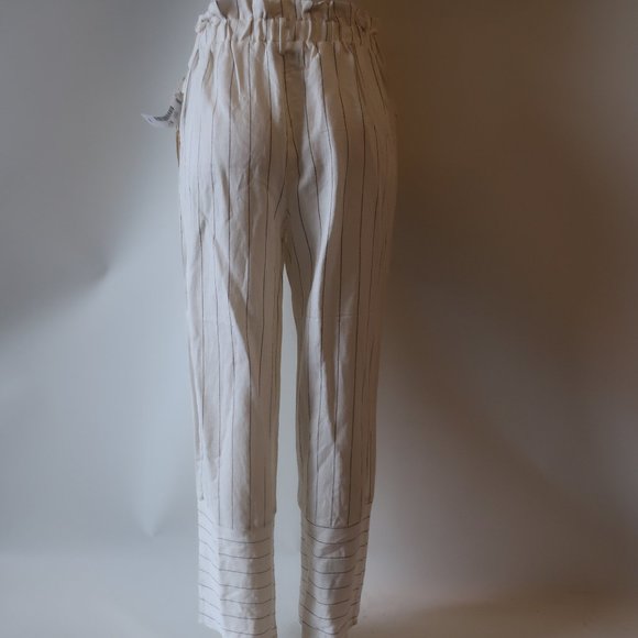 NWT Womens Vintage Havana White & Gray Striped Wide Leg Pants Sz L * - Picture 7 of 10